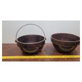2 brownstone Ware batter bowls - as is -