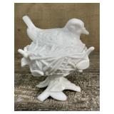 Westmoreland milk glass bird on nest