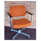 Mid Century Modern Orange Swivel Office Desk