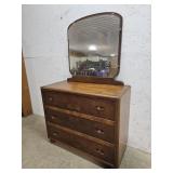 Walnut 3 drawer dresser with mirror 41"19"34"
