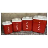 Retro red canister set 4pcs