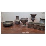 6pcs hand hammered copper/tinware - Really folksy