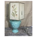 Lamp with dried floral lamp shade