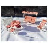 Vintage Metal Dollhouse Furniture. Fabric parts