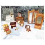 Lot of Assorted Vintage Dollhouse Furniture. Wood