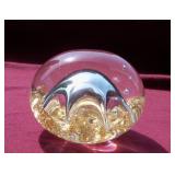 Vintage Murano Gold Fleck Art Glass Paperweight 4