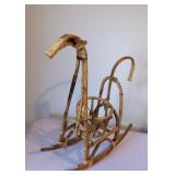Mid Century Rattan Bamboo Rocking Horse Plant