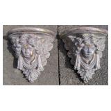 Pair of 3D Cherub / Angel Resin Wall Sconce