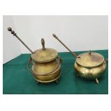 2 brass fire starter pots