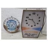 Dairylea clock, delco thermometer