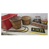Baskets, Pepsi crate, license plate, etc