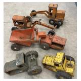 3 NY Lint toys construction trucks and 2 Structo