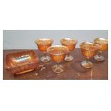 6pcs Marigold Carnival Glass