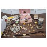 Shoebox full jewelry with pink jewelry box