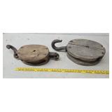 2 Wooden Pulleys