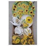 Box sunflower glassware/china