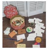 Old Wallpapered Box Full Of Trinkets And Calling