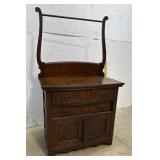 Oak washstand with towel bar 32x17x56