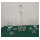 Decanter And 6 Glasses