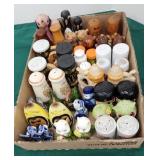 Box lot of salt and peppers pigs blue and white