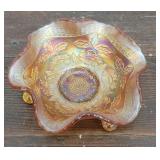 Footed Carnival Glass Bowl