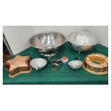 Lot Of Kitchen Wares, Strainers, Brass Molds,