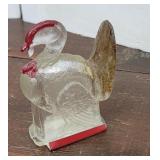 Vintage glass turkey candy container with