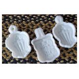 3 milk glass butter/cookie molds - imperial Glass