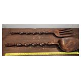 Big wooden spoon and fork