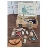 Pony cigar box with Victorian contents -