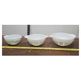 3 Amish Butterprint pyrex bowls