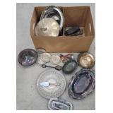 Box mostly silver plate items - 1 Sterling handle