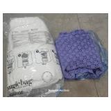 White Comforter & Purple Afghan - Clean