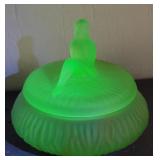 Green Frosted Uranium? Glass Powder Jar
