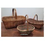 3 Vintage Baskets - Great Patina