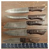 5 Damascus kitchen/chef knives