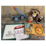 Vintage toys, Pinocchio book, and 6th birthday