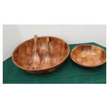 Wooden Bowl With Fork And Spoon
