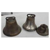 3 Antique Brass Bells - Very Heavy
