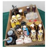 Box lot of salt and peppers owls dogs etc