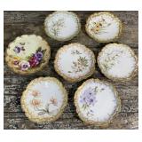 7 floral plates - Limoges France and Vienna