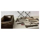 Hammers, 4way wrench, mallets etc with crate
