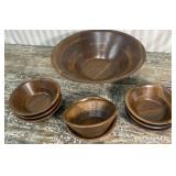 Vermillion Walnut salad bowl and bowls