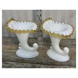 2 Fenton Cornucopia candle holders