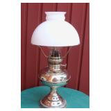 Antique RAYO Nickel Plated Oil Lamp w/ Milk Glass