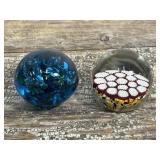 2 Art Glass Paper Weights