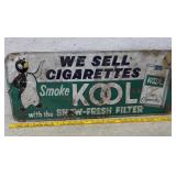 Tin kool cigarettes sign 29x12