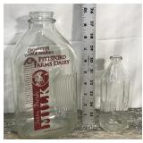 Pittsford Farms dairy milk jug 64 ounce and Pyrex