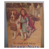 1991 Vintage Grape-Nuts Tin Sign To School well
