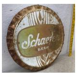 Tin Schaefer beer cap sign button